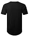 URBANCREWS Mens Hipster Hip Hop Basic Solid Longline T-Shirt Black XLarge