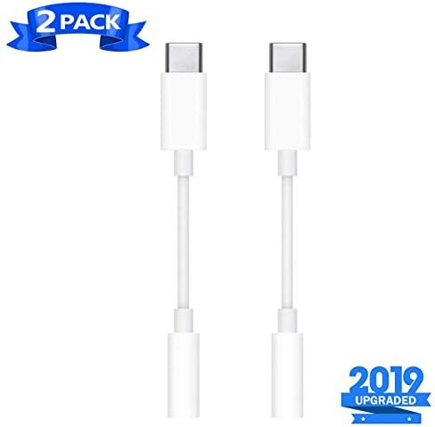 Type-C to 3.5 mm Headphone Jack Adapter to 3.5mm Aux Audio Dongle Jack Cable USB-C to AUX Adapter Compatible with Pixel 3/2/3XL/2XL, iPad Pro 2018, One Plus 6T, Huawei and More Type-C Devices（2PACK）