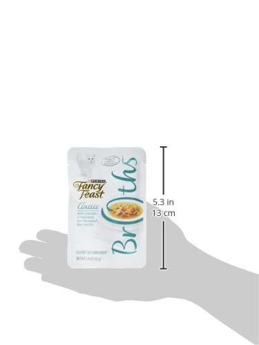 PURINA FANCY FEAST BROTHS CLASSIC WITH CHICKEN AND VEGETABLES LICKABLE WET CAT FOOD BROTH TOPPER, PACK OF 16, 1.4 OZ POUCHES