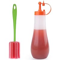 Plastic Squeeze Bottles for Sauces with Lids, Kitchen Squeeze Bottle for BBQ Sauce, Condiments, Salad Dressings and Ketchup, No BPA, FDA Approved (16 OZ, Pack of 1 (Orange))