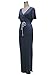 LXS STORE Women Sexy V Neck Casual Beach Club Maxi Dress Short Sleeve Long Dress (M)