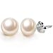 EVER FAITH 925 Sterling Silver Freshwater Cultured Pearl Button Stud Earrings - 13MM