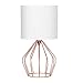 HAITRAL Rose Gold Desk Lamp - Minimalist Bedside Lamp with Rose Gold Hollowed Out Base and Linen Fabric Shade，Table Lamps for Bedroom, Living Room, Girls Room, Pink Room - Rose Gold