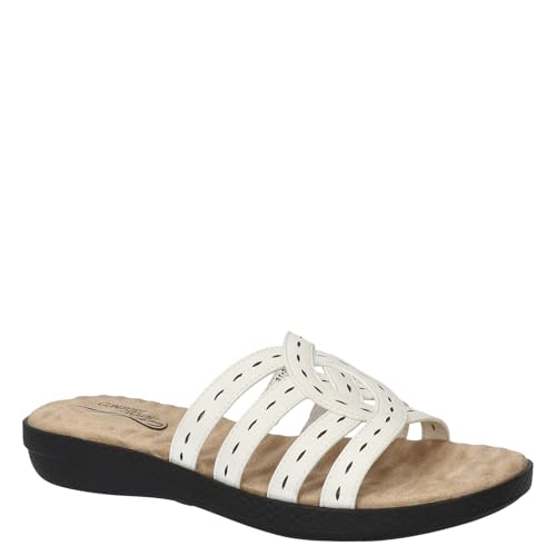 Easy Street Women’s Cammie Slide Sandal, White, 7 X-Wide
