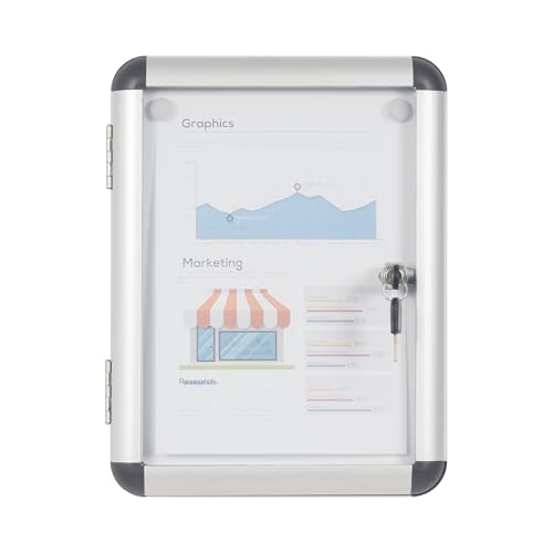 Bi-Office Magnetic Display Case Enclore, Lacquered Steel Surface, Acrylic Door, Aluminium Frame, 28 x 36.7 cm (1x A4)
