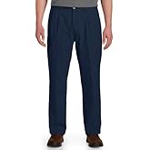 Harbor Bay by DXL Men's Big and Tall Waist-Relaxer Pleated Twill Pants | Flat Front Style, Elasticized Comfort Waistband