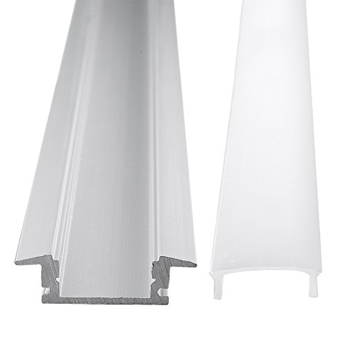 uxcell LED Aluminum Channel System - 1M/3.28 FT white aluminum channel with Milky White Cover for LED Strip Light Installations - 10 Packs (CN508, 1mx24.7mmx7mm)