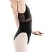 Black Cotton Camisole Ballet Dance Leotard With Mesh Waist And Back