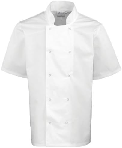 MAKZPremier Workwear Mens Pr664 Studded Front Short Sleeve Chefs Jacket