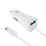Micro USB Car Charger, Wintekd 3.4A/17W Car Charger Adapter with Build-in Micro USB Cable Smart Technology for Samsung Galaxy Motorola HTC LG Blackberry-White (Upgraded 2017 Version)
