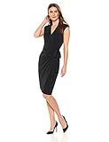 Lark & Ro Women's Classic Cap-Sleeve Wrap Dress, Black, Medium