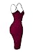 Doramode Sexy Spaghetti Strap V-Neck Cut Out Bandage Bodycon Clubwear Cute Midi Dress For Women,Burgundy Wine Red