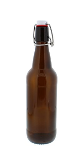 Swing Top Bottles w/Caps - 16.9oz, Amber Glass, Reusable for Homebrew - 6 pack