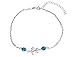 Arthur's Jewelry 925 sterling silver Hawaiian honu sea turtle cz blue synthetic opal link chain anklet 9