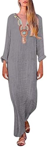 Dress TUDUZ Sale Women Summer Vintage Bohemia Printed Sleeveless V-Neck Maxi Dress Split Hem Baggy Kaftan Long Dress
