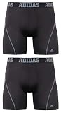 adidas Men's Sport Performance Climacool Boxer Brief Underwear (2-Pack), Black/Grey Black/Grey, LARGE