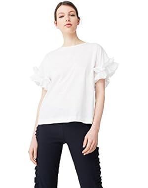 Mango Women's Ruffled Sleeve T-Shirt