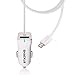 Micro USB Car Charger, Shackle Rapid Dual Car Charger Adapter with Straight USB Cable+ Built-in Fuse+ Smart Technology for Samsung Galaxy Motorola HTC LG Blackberry - White