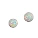 14k Yellow Gold Created Opal Fiery White Round Stud Earrings