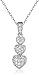Sterling Silver Cubic Zirconia Graduated Pave Heart Pendant Necklace, 18