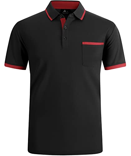 zitysport Men's Polo Shirt Sleeve with Chest Pocket Golf Polo Breathable Quick Dry Poloshirt Sport Man Slim Fit Tshirt Summer Shirt Man
