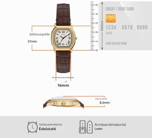 Harlow Uhr für Damen, Quarz-Dreizeigerwerk mit Edelstahl- oder Lederarmband