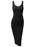 Doublju Fitted Stretchy Cotton Tank Midi Dress For Women