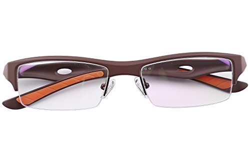 Agstum TR90 Mens Womens Sports Optical Half Rim Glasses Frames (Coffee, 54)