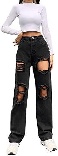 Women Ripped Boyfriends Jeans High 