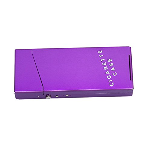 Dolland Women Aluminum Alloy Metal Cigarette Box Holder Pocket Tobacco Storage Case,Purple