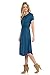 iconic luxe Women's Short Sleeve Flare Midi Dress with Pockets Large Teal