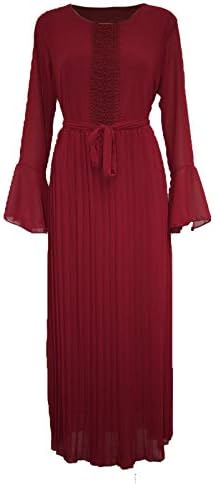 Miss Trendy Womens Ladies Fril Arm Pleated Long Maxi Dress Floral Lace Pattern Dubai Abaya