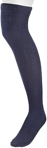Boys Classical Flat Over the Knee Extra Soft Cotton Knit Dress Socks - Navy (Size 7-8)