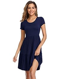 VEPKUL Vestidos de verano para mujer Camiseta de manga corta con pliegues sueltos y pliegues Aline Ruffle Dress