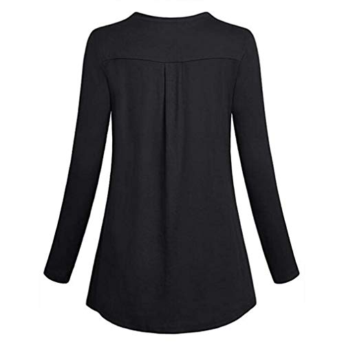Solid Button Down Tops, Clearance Duseedik Womens Fashion Plus Size Long Sleeve Botton V-Neck T-Shirt