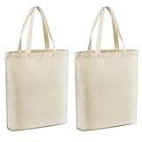Veyist 2 Pcs Reusable Large Canvas Tote Bags, Blank