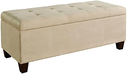 Sturdy Linen Beige Tufted Flip Top Spacious Storage Ottoman With Detachable Shoe Holders