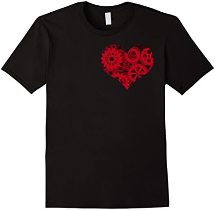 Men's Gears And Wheels And Cogs Steampunk Heart Shirt 2XL Black