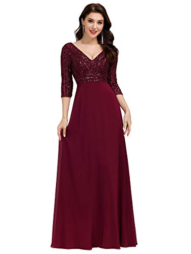 Ever-Pretty-Abito-da-Cerimonia-Elegante-Manica-Lunga-Scollo-a-V-con-Paillettes-Linea-ad-A-Chiffon-Donna-00751