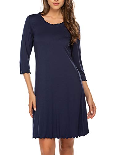 MAXMODA Nachthemd Damen Nachtwäsche Baumwolle Sleepshirt Langarm Sexy Schlafshirt Nachtkleid S-XXL – Bild 3
