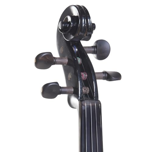 Cecilio Silent Electric Solid Wood Violin Kit with Ebony Fittings, Full Size 4/4 Electric Violin for Beginner and Professional Musicians, Black Metallic
