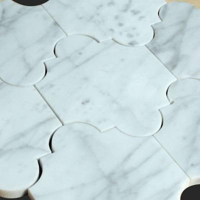 Portici Design Bianco Carrara Marble 10x8.1 Waterjet Mosaic Tile by Allmarbletiles