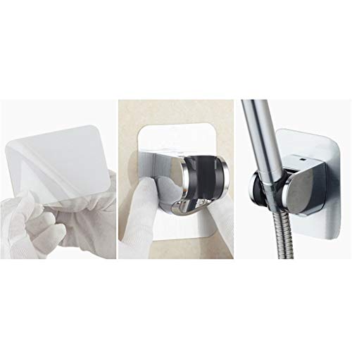 Hand Shower Wall Bracket,Shower Head Handset Holder Chrome Bathroom Bracket Adjustable Wall Mounted Suction Bracket Replacement Rack,Reuseable Self Adhesive Hooks (1pcs, silver)