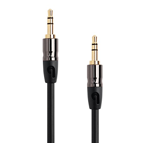 PlugLug - 3.5mm 4 FT Premium Auxiliary Audio Cable (Black) - Male to Male for Headphones, iPods, iPhones, iPads, Home / Car Stereos and More