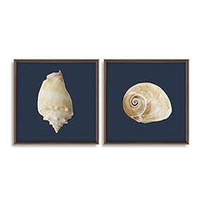 2 Piece Framed Canvas Wall Art for Living Room, Bedroom Conch Theme Canvas Prints for Home Decoration Ready to Hang - 16"x16"x2 Panels