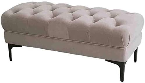 QQXX Nordic Simple Ottoman Bench丨shoe Bench Tufted Button Design 丨Clothing Store Sofa Stool Bed End Stool丨 Metal Leg (Color : Light Gray)