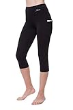NIRLON Capri 3/4 Yoga Pants Sides Pocket High Waist Workout Black Leggings for Women