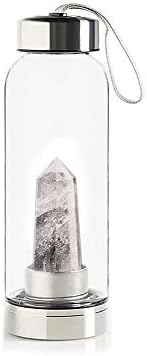 Quartz Crystal Water Bottle, Natural Quartz Gemstone Crystal Glass Elixir Water Bottle Point with Crystal Wand Healing(9inch27inch) (White)