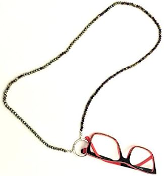 Glasswear Eyeglasses Chain Black Crystal - Silver Alloy