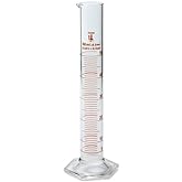 50ml Graduated Cylinder, Borosilicate 3.3 Glass, Single Metric Scale, Class B, Karter Scientific 213I11 (Single)